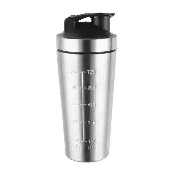 Stainless Steel Protein Powder Shaker Bottle 500/750Ml Leak Proof Water Bottle for Gym Fitness Sport Whey Shakes Cup with Scale